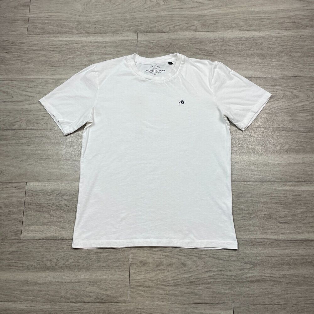 Scotch Soda Shirt Mens Medium White Short Sleeve Basic Logo Regular Fit